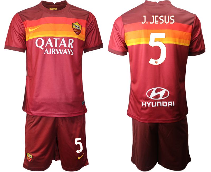 Men 2020-2021 club AS Roma home #5 red Soccer Jerseys